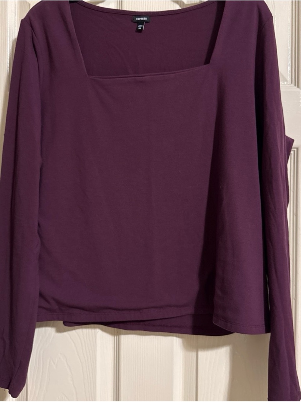 Express Women's Square Neck Long Sleeve Top - Plum